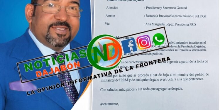 Coordinador del sector agropecuario del PRM en Dajabón presenta renuncia del partido